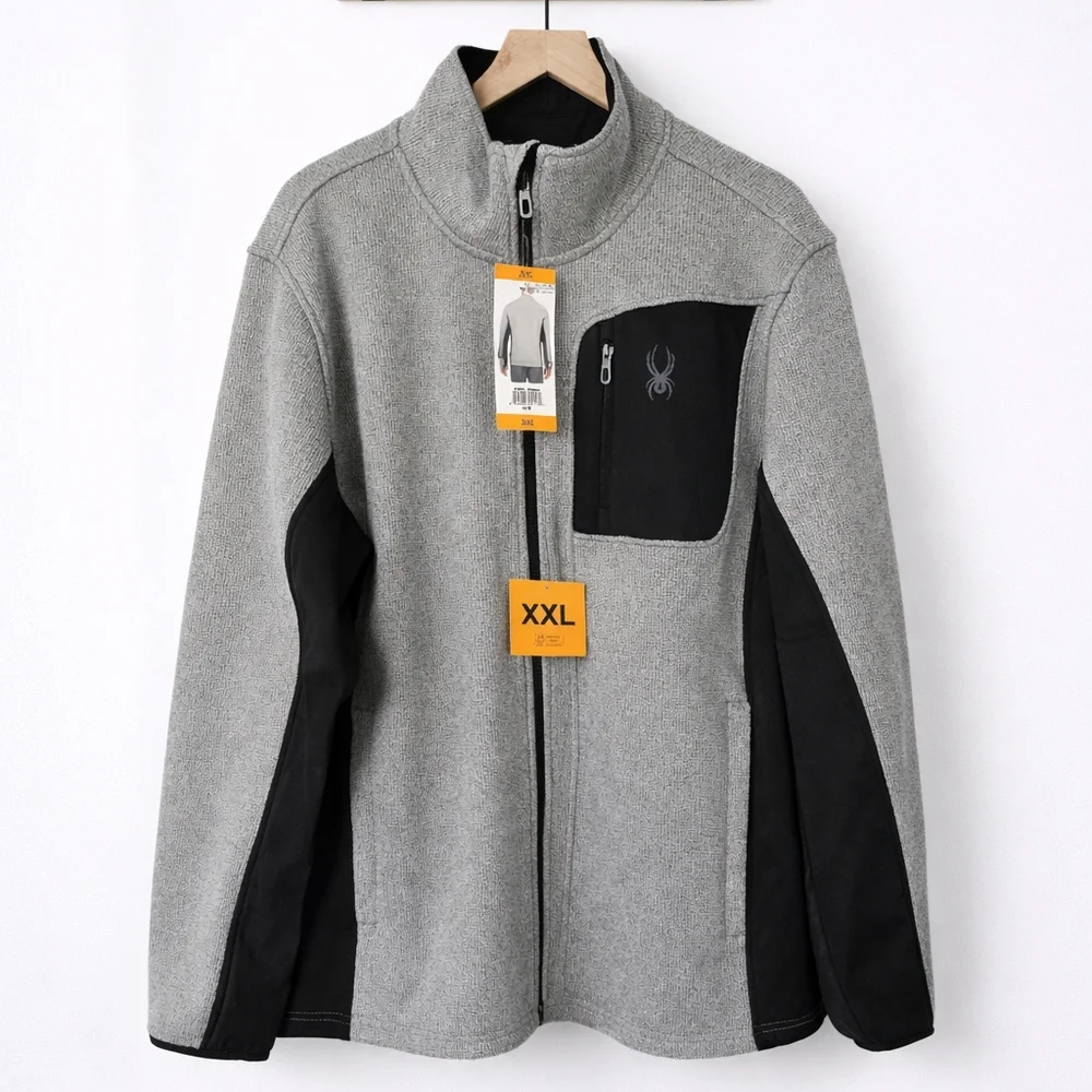 Spyder Men’s Full Zip Performance Jacket Gray Black NWT - XXL & L - Picture 1 of 16